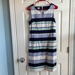 Talbots Size 4 Sleeveless Blue and White Striped Sheath Dress